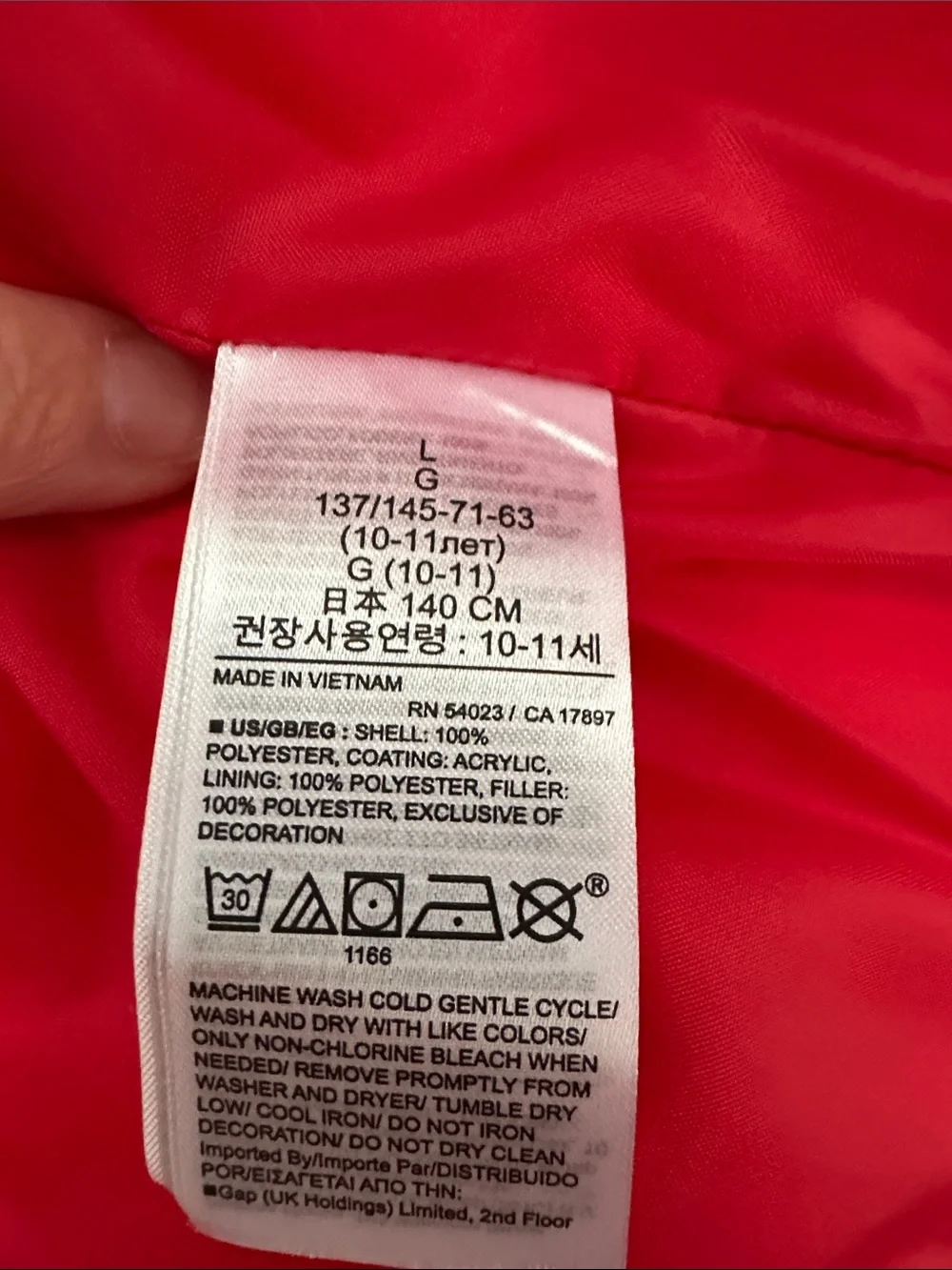 GAP KIDS Red Quilted Puffer Vest (L)